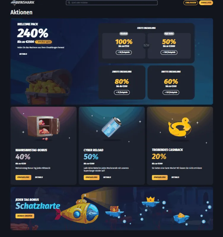 Winshark Casino Webseite